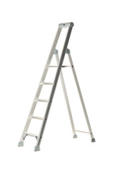 Single aluminum folding metal step ladder isolated on white