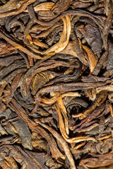 Chinese tea raw materials close up