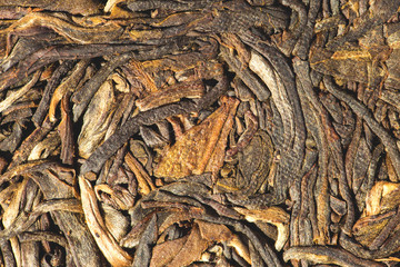 Chinese tea raw materials close up