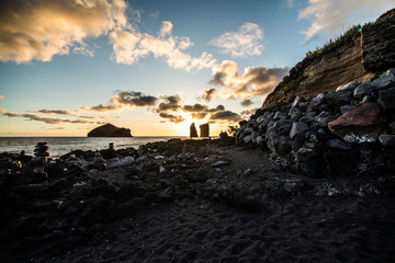 Rocks at the coast in Mosteiros, Sao Miguel Island, Azores, Portugal