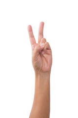 Female Hand Showing Number two , victory sign