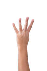 Female Hand Showing Number Four
