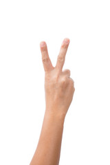 Female Hand Showing Number two , victory sign