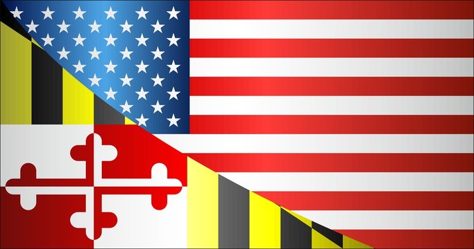Flag of USA and Maryland state - Illustration, 
Mixed Flags of the USA and Maryland