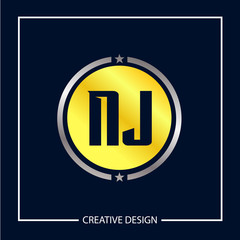 Initial NJ Letter Logo Template Design