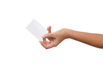 Obraz premium holding Blank business card