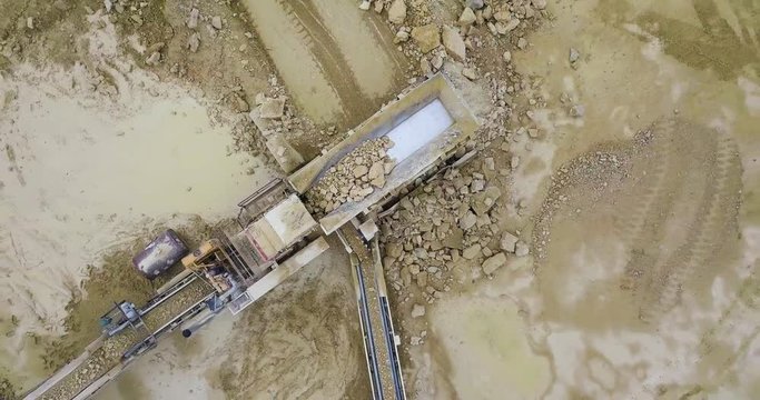 Birds Eye Shot Ascending over Active Limestone Mine