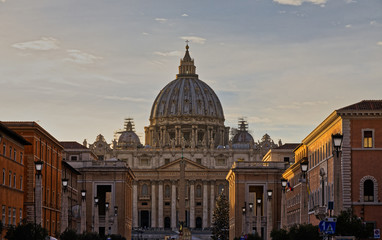 Sunset view of St Peter's Basilica