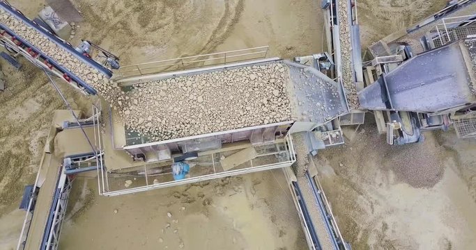Aerial View of Limestone Mining Equipment