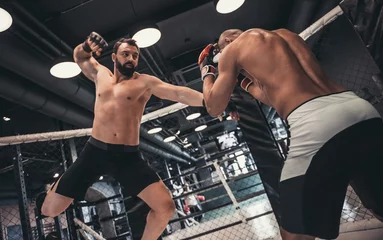 Fotobehang Vechtsport Worstelaars in de ring