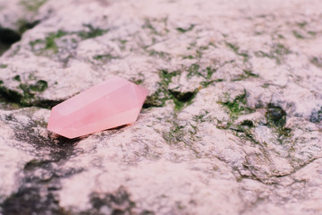 Side view of rose quartz