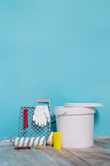 Image of equipment for painting wall.