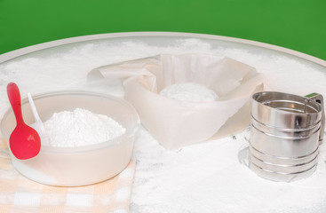 Making dough for baking white artisan bread at home