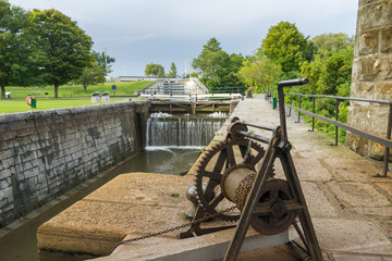 Empty canal lock at Kingston Mills, Ontario