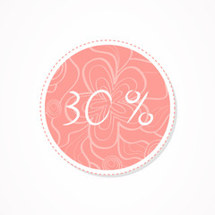 Naklejka premium 30 percent discounts inscription on decorative round backgrounds.