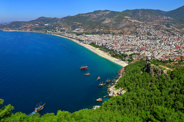 Fototapeta premium Amazing beaches view from Alanya Castle in Antalya, Turkey. 