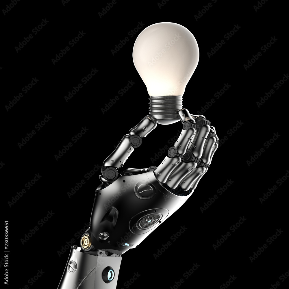 Poster robot with lightbulb