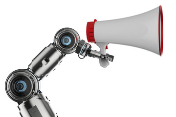 Robot arm with megaphone