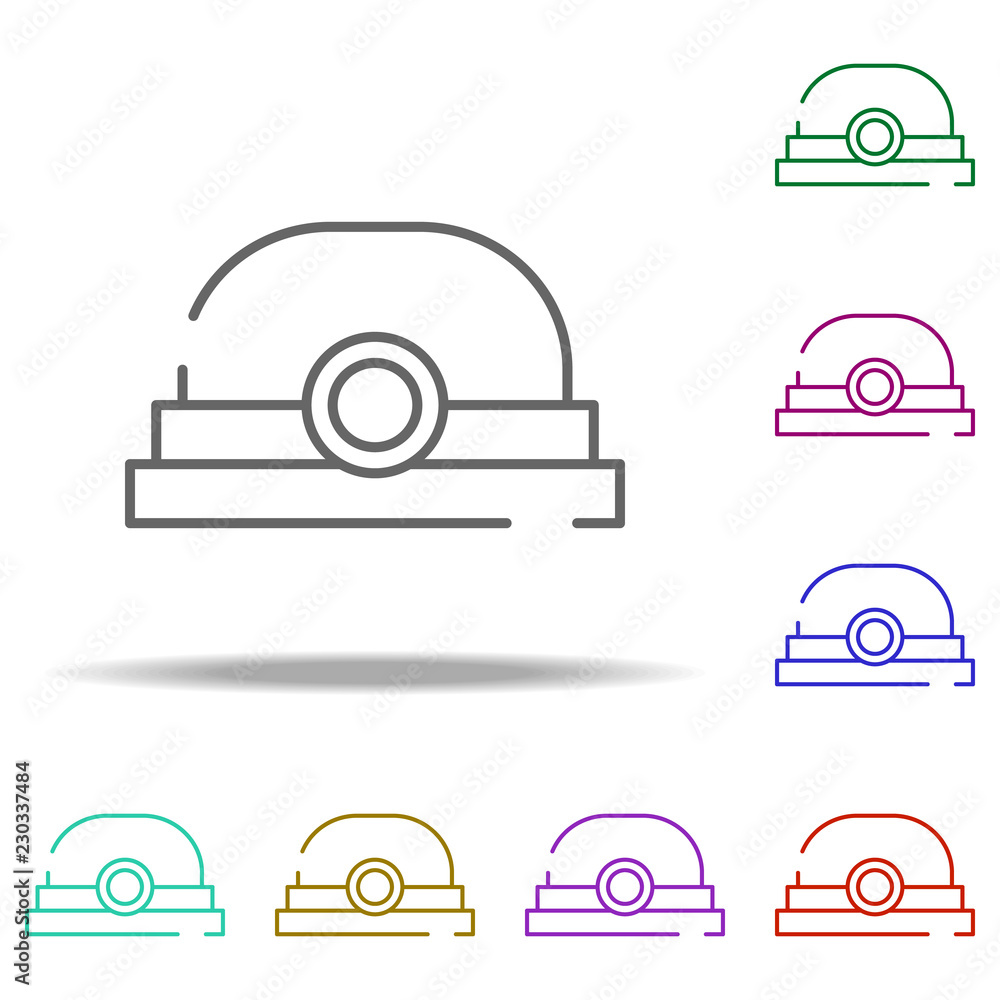 Poster helmet, flashlight icon. elements of construction in multi color style icons. simple icon for websit