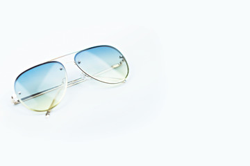 Sunglasses with copy space on isolated white background.  Object fashion concept.