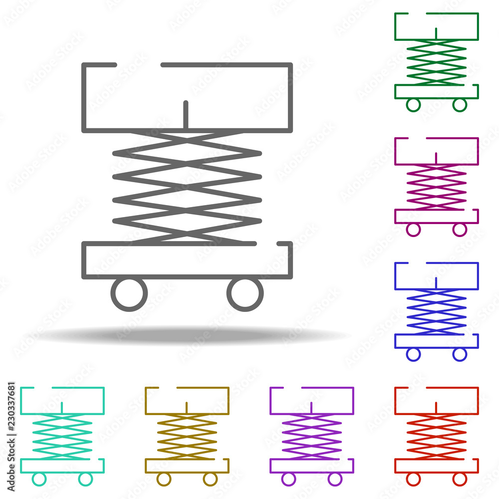 Poster forklift, lifting machine icon. elements of construction in multi color style icons. simple icon for