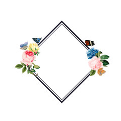 Blank floral frame card illustration