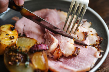 Roasted ham food photography recipe idea