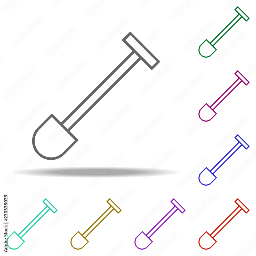 Poster shovel icon. elements of construction in multi color style icons. simple icon for websites, web desi