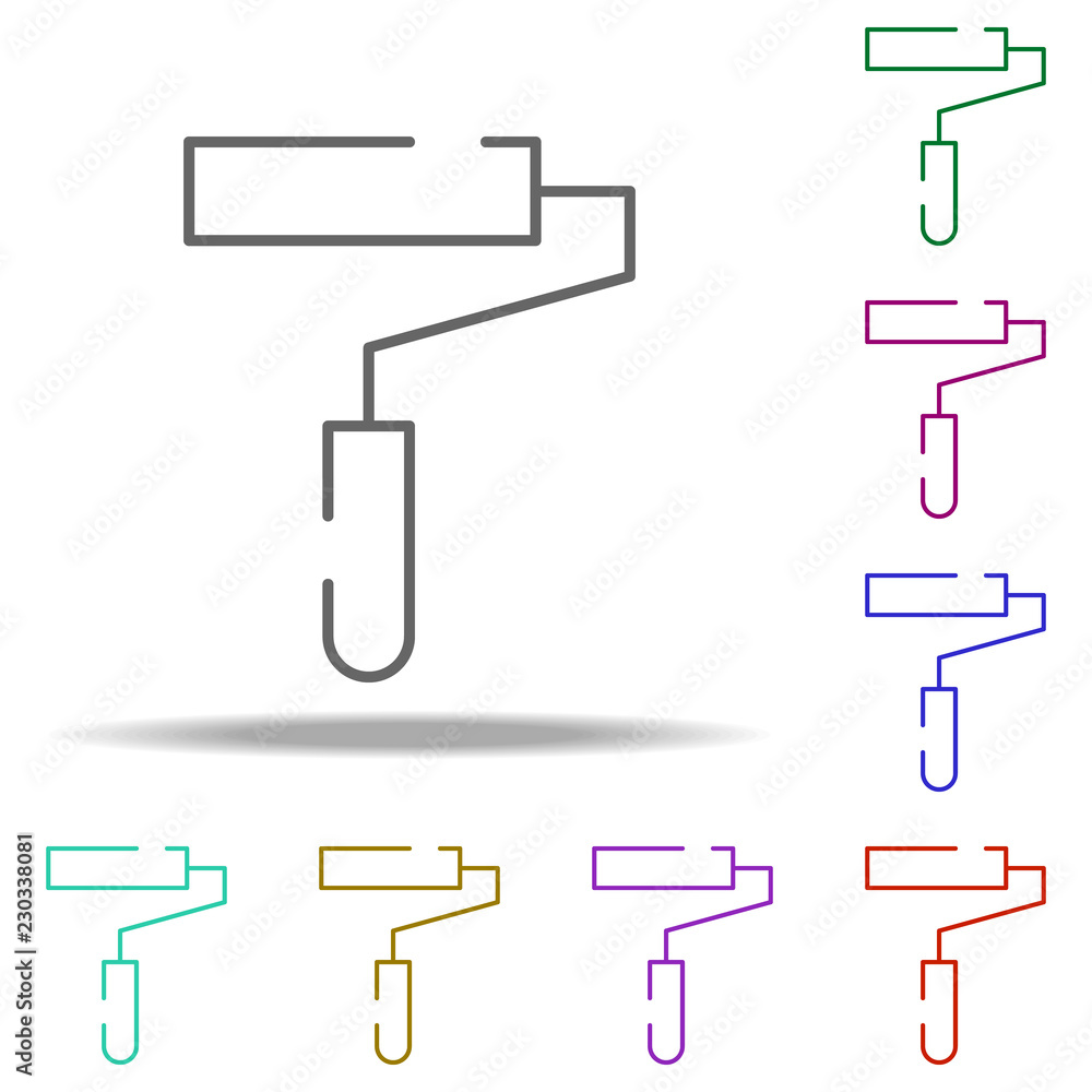 Poster paint roller icon. elements of construction in multi color style icons. simple icon for websites, we
