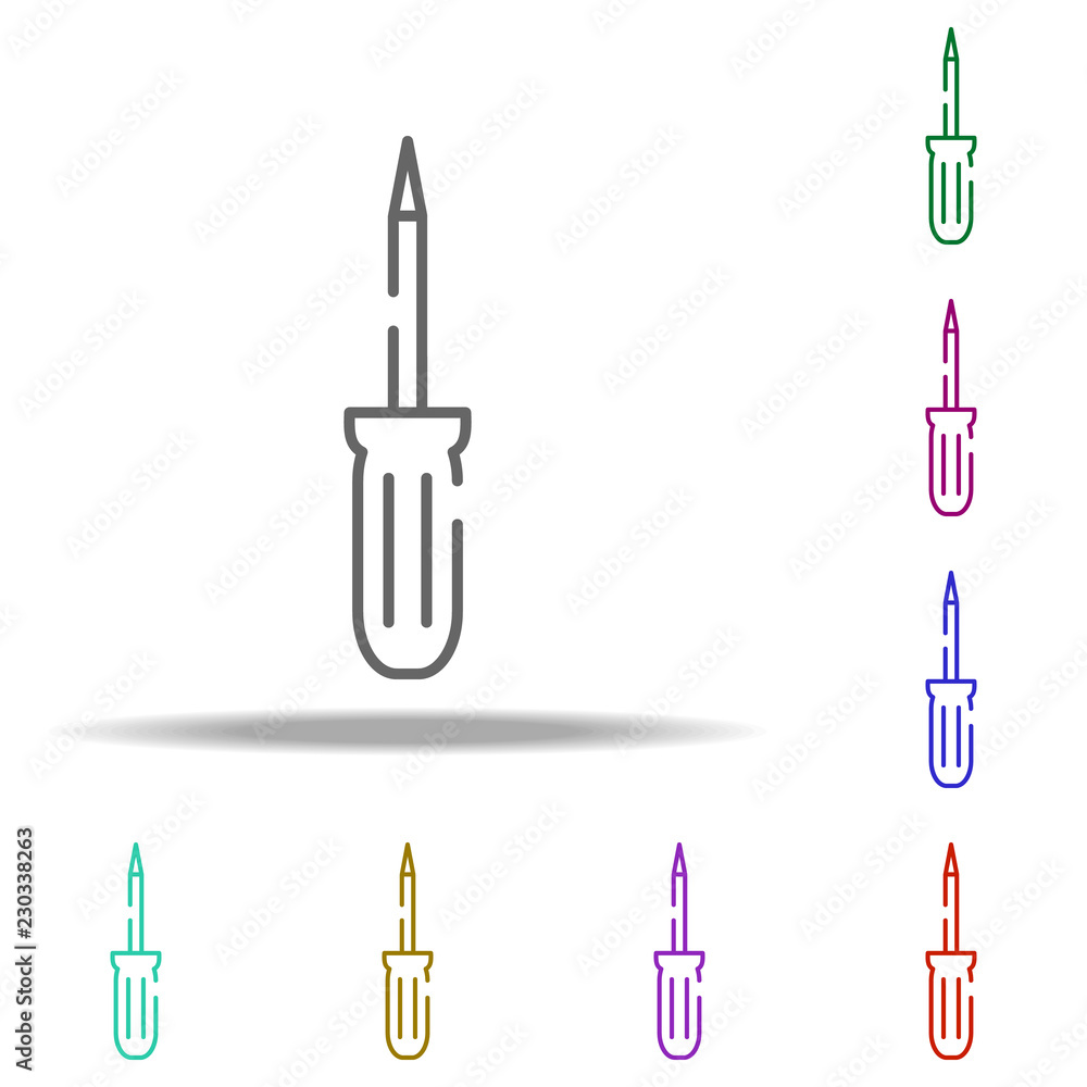 Poster flathead screwdriver icon. elements of construction in multi color style icons. simple icon for webs