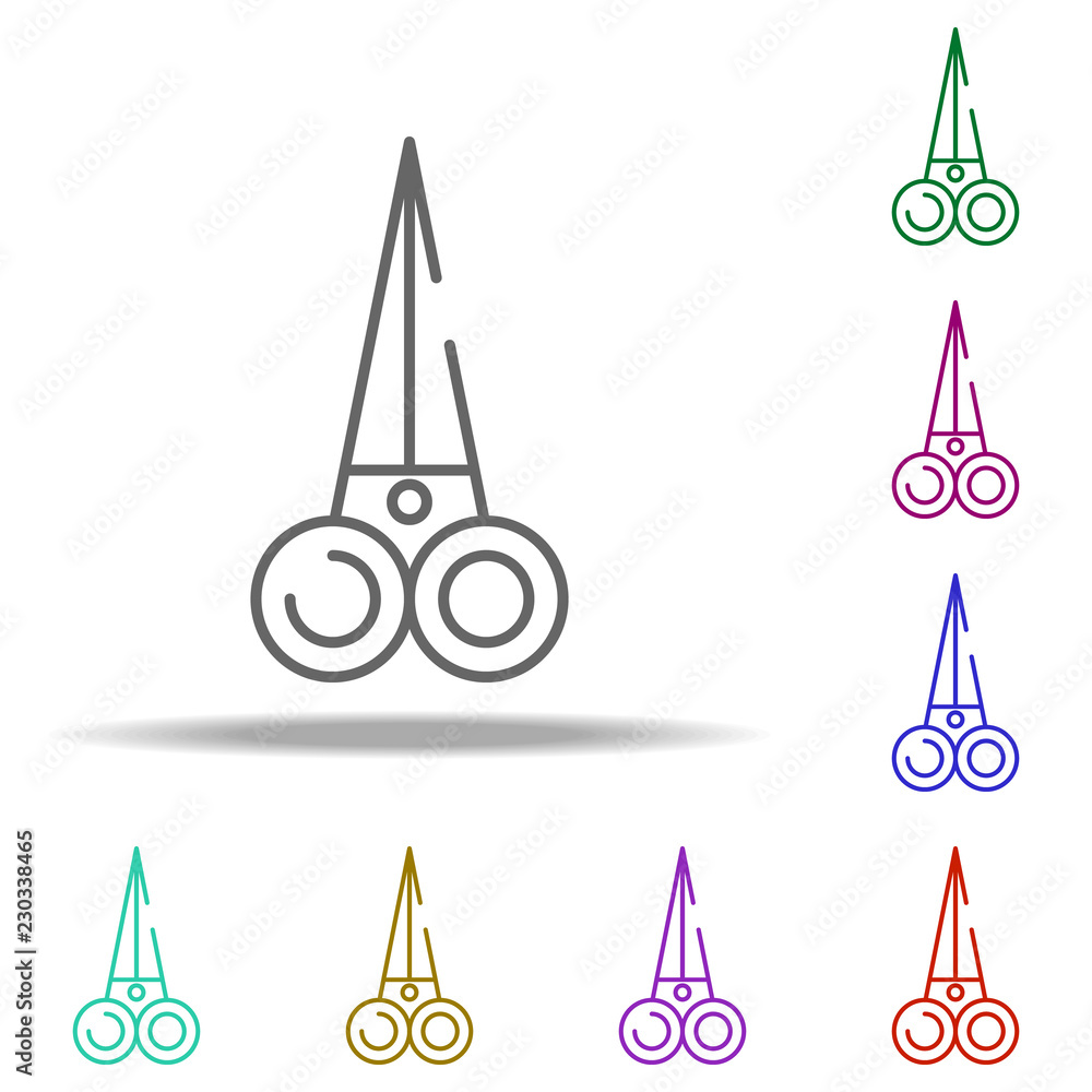 Poster scissors icon. elements of construction in multi color style icons. simple icon for websites, web de