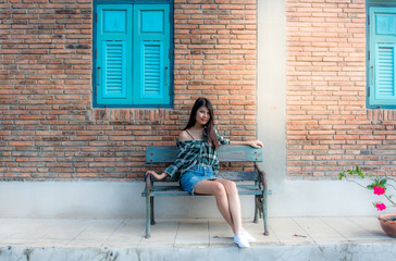 Asian fashion models sensitive women tourists. Nature of technology