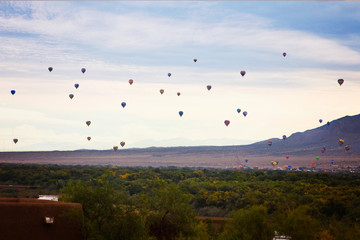 landscape with hot air balloons