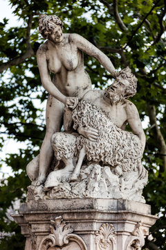 Statues of Satyr and Nymph Dubravka at Pile square in Dubrovnik, Croatia