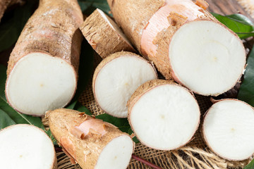 cassava slices on the table
