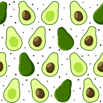 Seamless pattern with green avocado