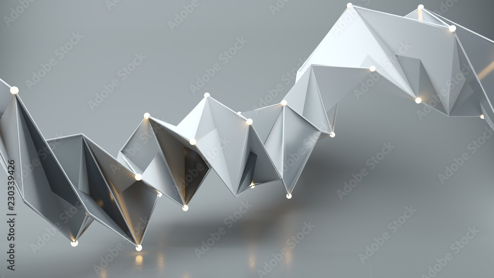 Poster hard surface twisted white shape 3d rendering