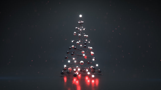 Christmas tree in futuristic technology style 3D render