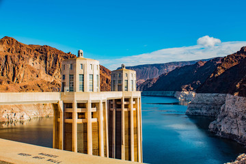 hoover dam view on colorado river NV USA