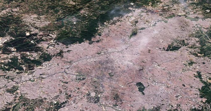 Very high-altitude circular tracking shot of Sao Paulo, Brazil. Reversible, seamless loop. Elements of this image furnished by NASA