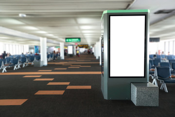 advertising billboard with blank screen in airport
