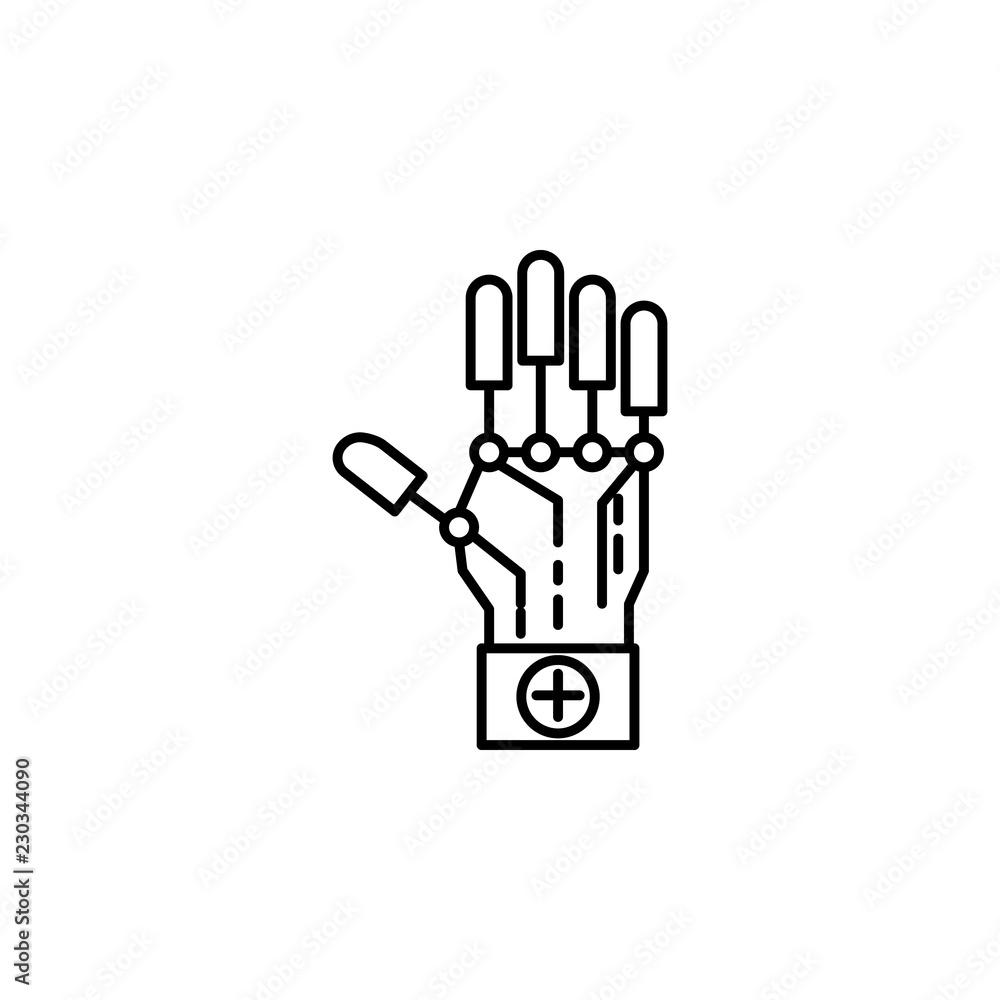 Aufkleber robot hand icon. element of robotics engineering for mobile concept and web apps icon. thin line ico