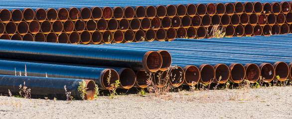 new spare metal pipe of the gas station