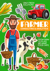 Farmer cattle and farming agriculture poster