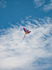 Single kite in a blue sky