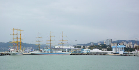 A view of the sailboats moored Black Sea Regatta