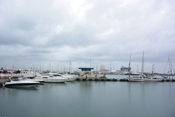 Fototapeta premium Sea port of Sochi in the september day.