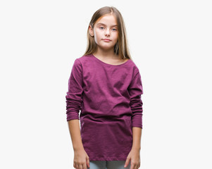 Obraz premium Young beautiful girl over isolated background with serious expression on face. Simple and natural looking at the camera.
