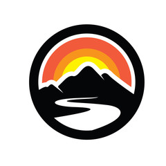 Mount and Sun Logo Design Inspiration Vector