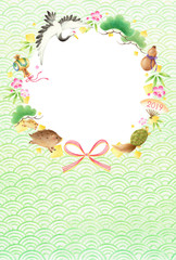 年賀状　2019年　亥年　縦　背景色あり